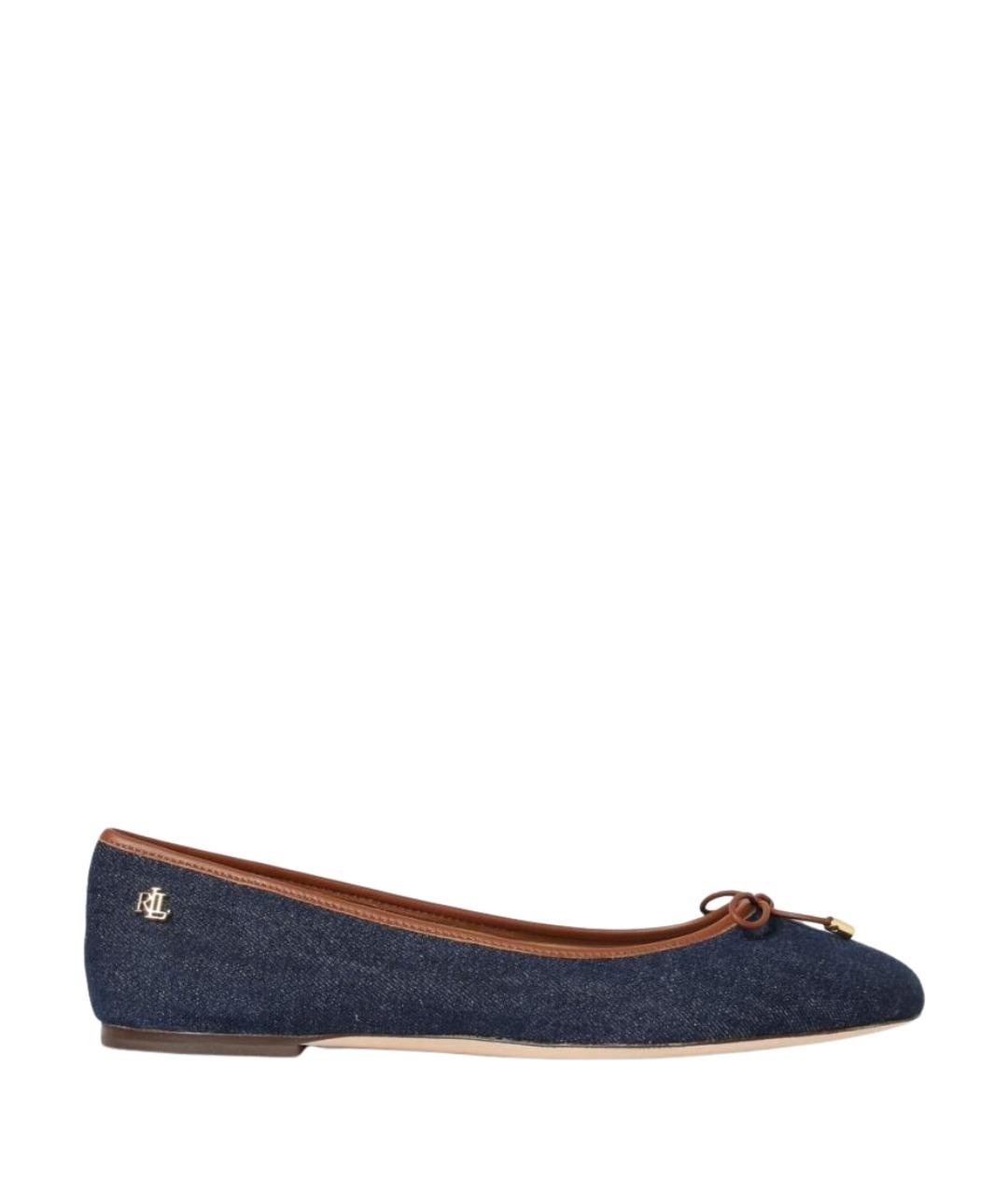 RALPH LAUREN Синие текстильные балетки, фото 1