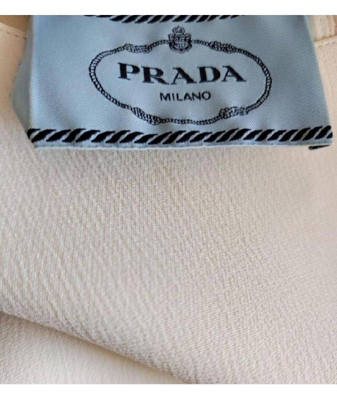PRADA Белое вискозное коктейльное платье, фото 3