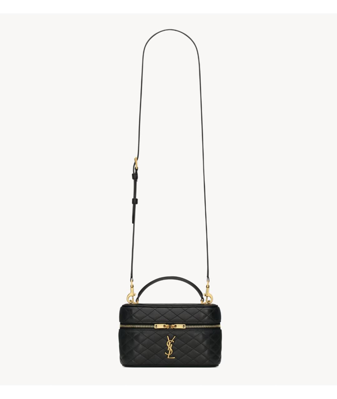 SAINT LAURENT Черная кожаная сумка с короткими ручками, фото 8