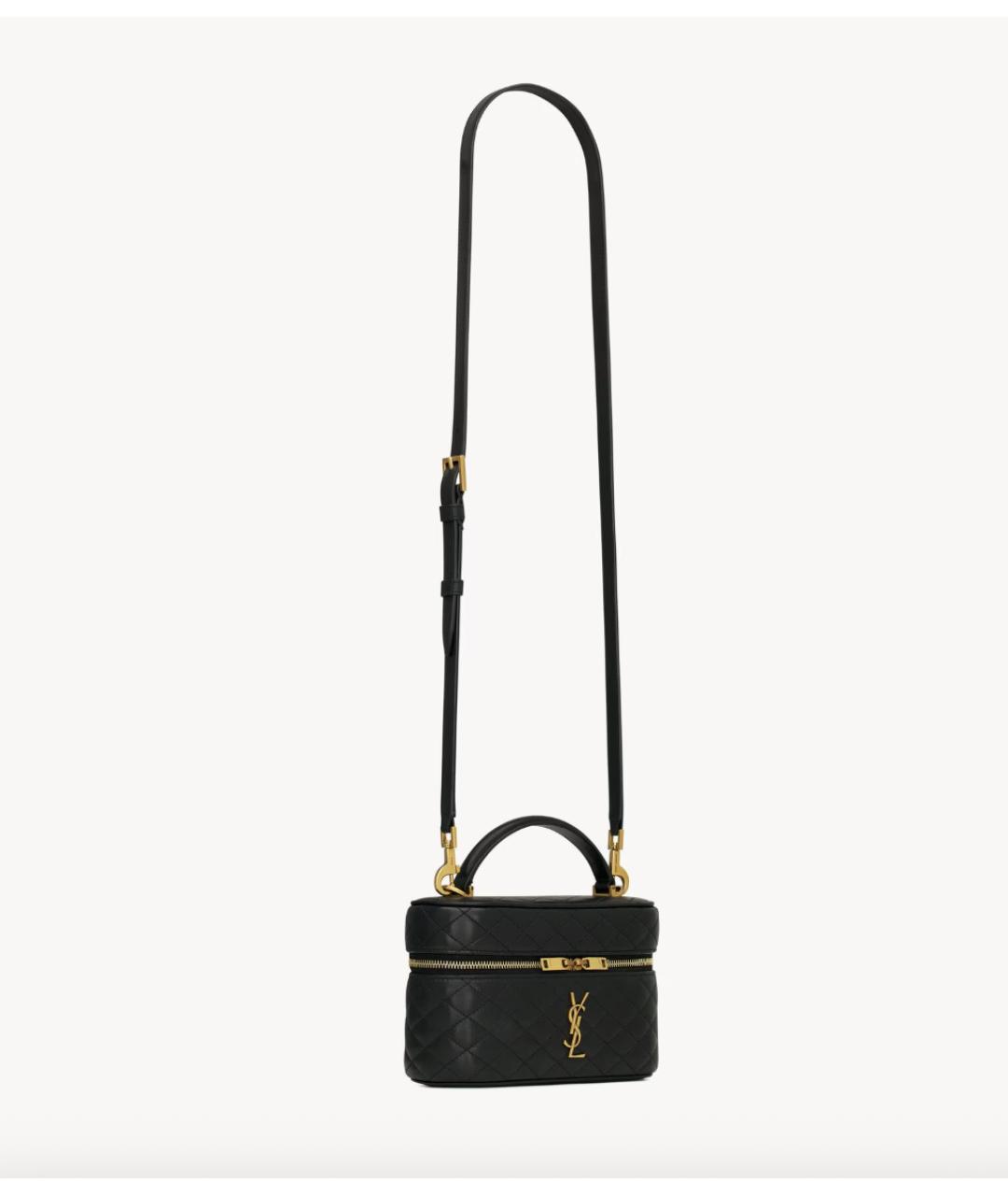 SAINT LAURENT Черная кожаная сумка с короткими ручками, фото 7