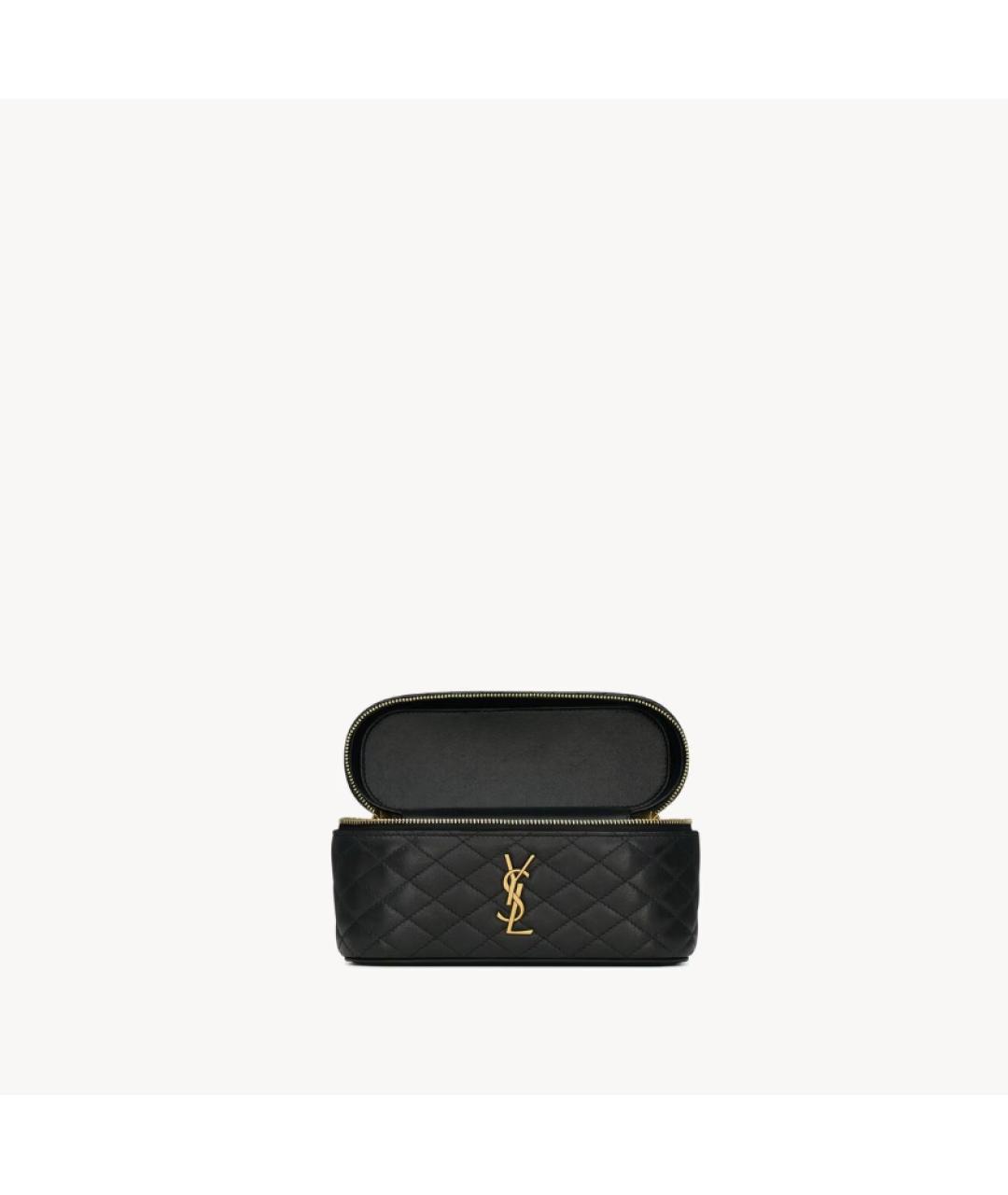 SAINT LAURENT Черная кожаная сумка с короткими ручками, фото 6