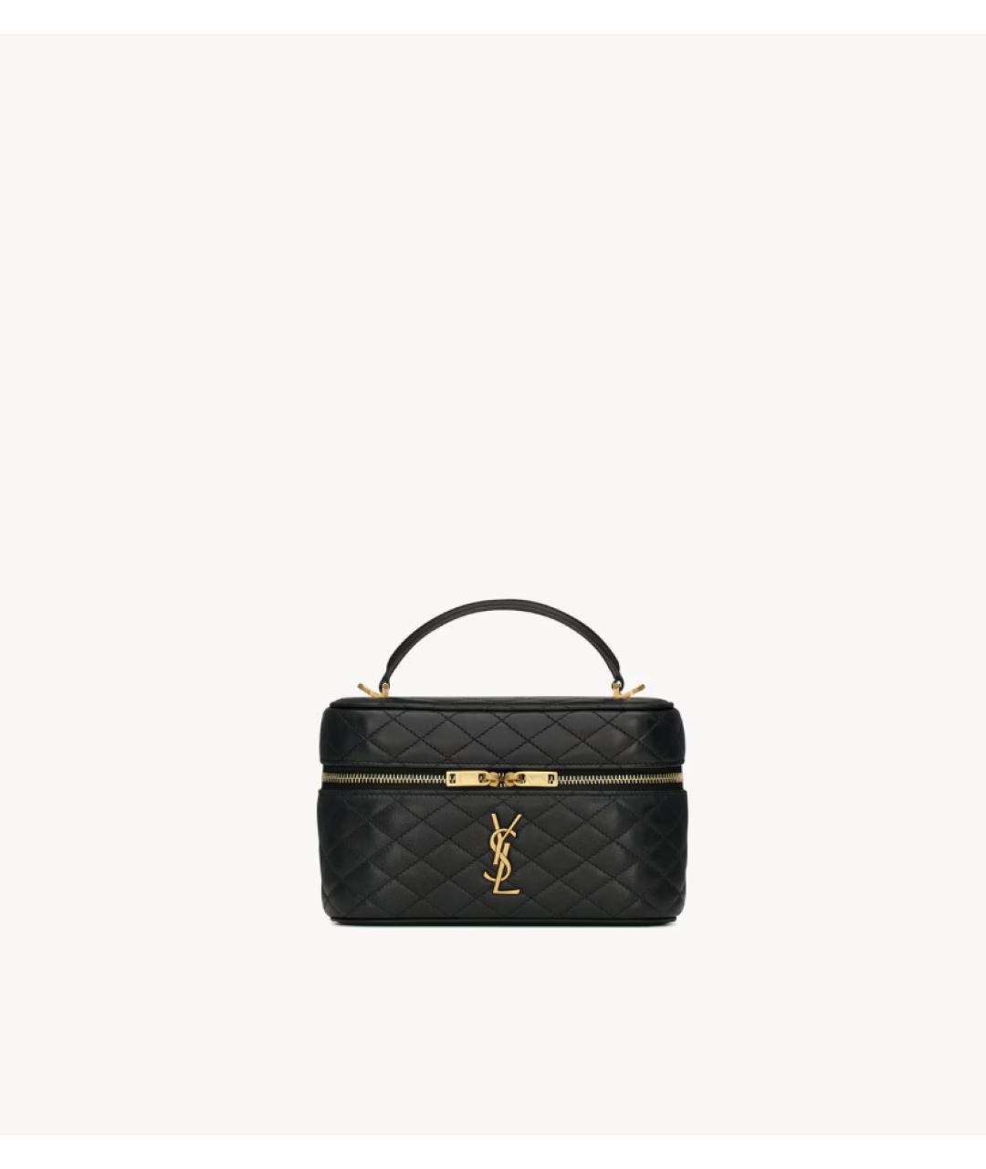 SAINT LAURENT Черная кожаная сумка с короткими ручками, фото 3