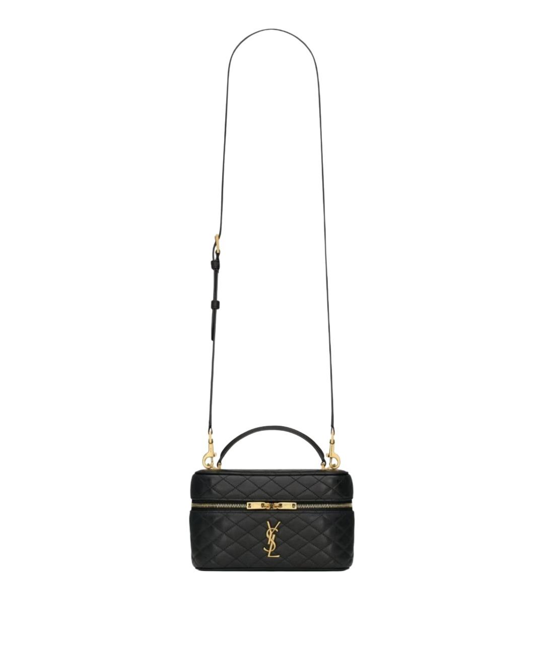 SAINT LAURENT Черная кожаная сумка с короткими ручками, фото 1