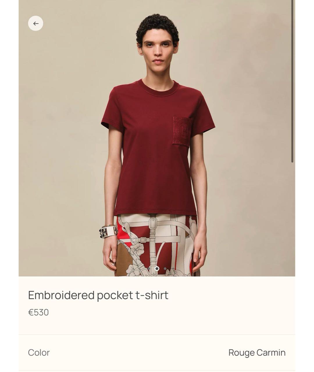 HERMES Бордовая хлопковая футболка, фото 5
