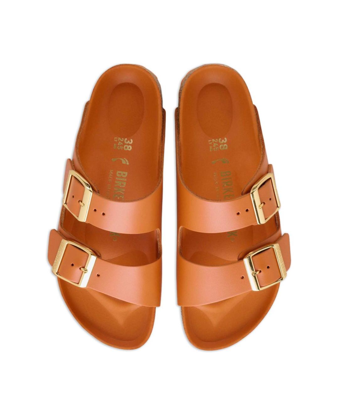 BIRKENSTOCK Оранжевые кожаные сандалии, фото 4