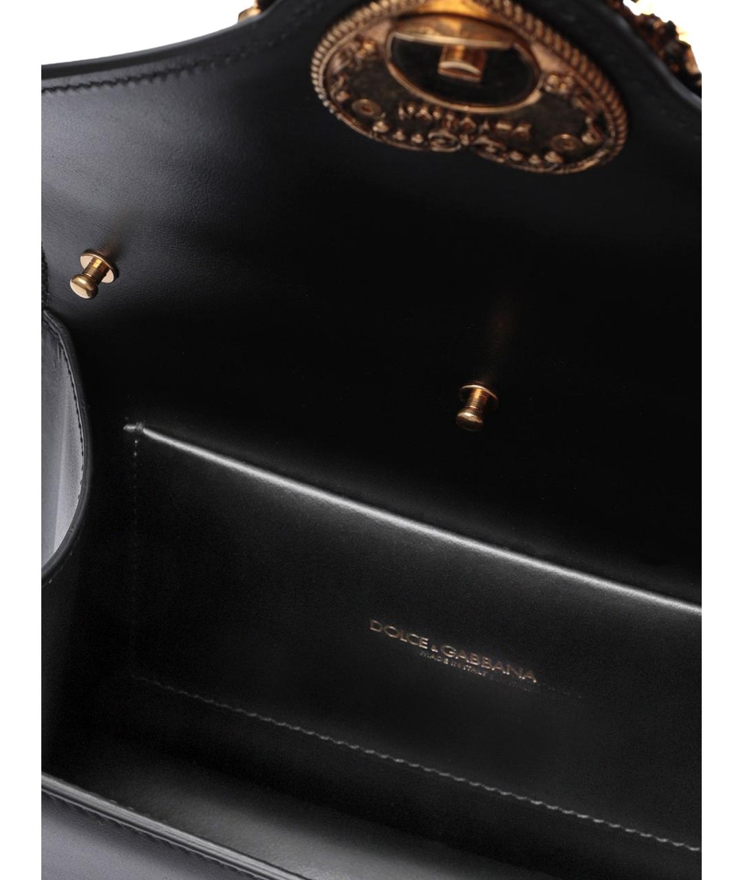 DOLCE&GABBANA Черная кожаная сумка тоут, фото 5