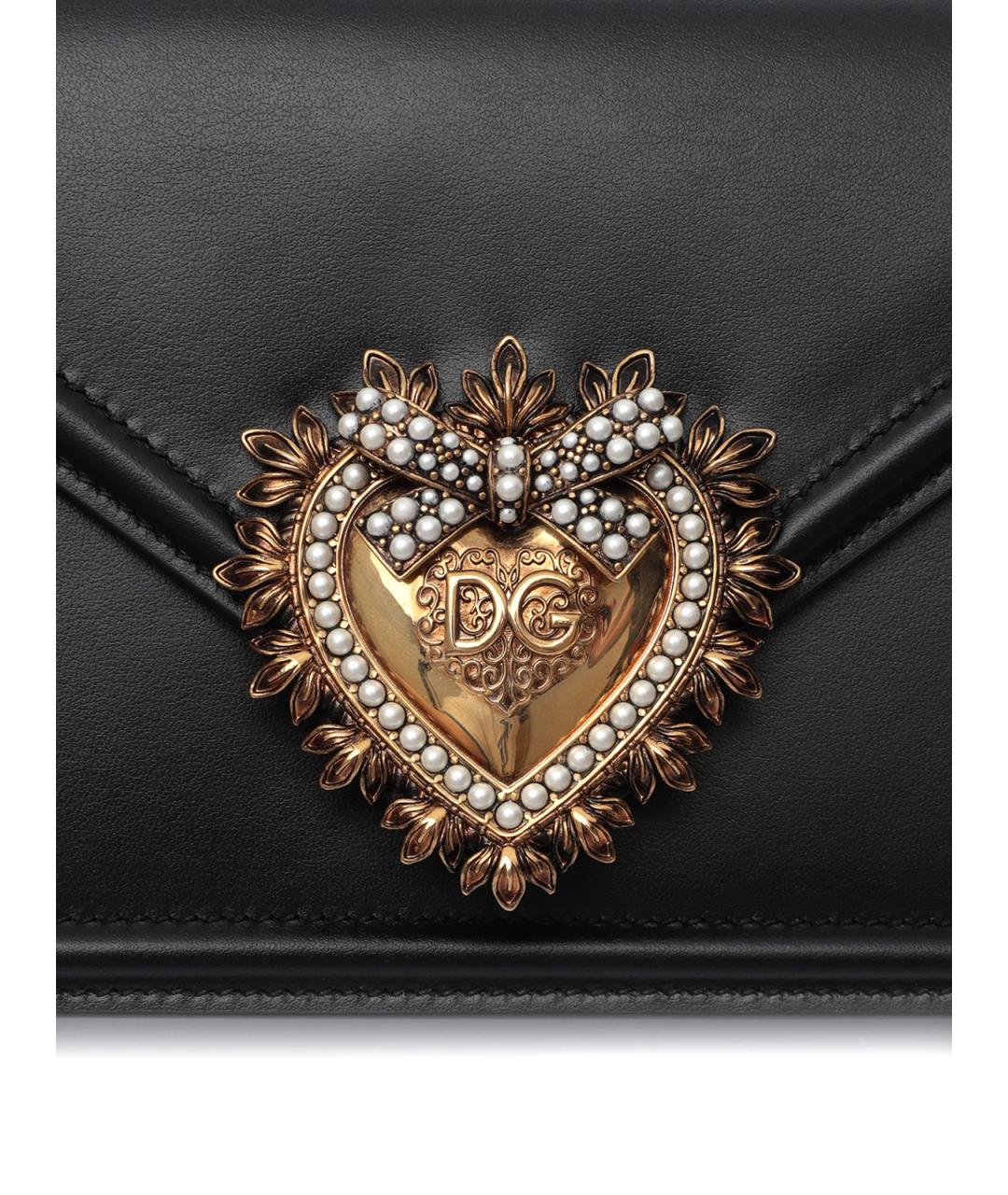 DOLCE&GABBANA Черная кожаная сумка тоут, фото 4