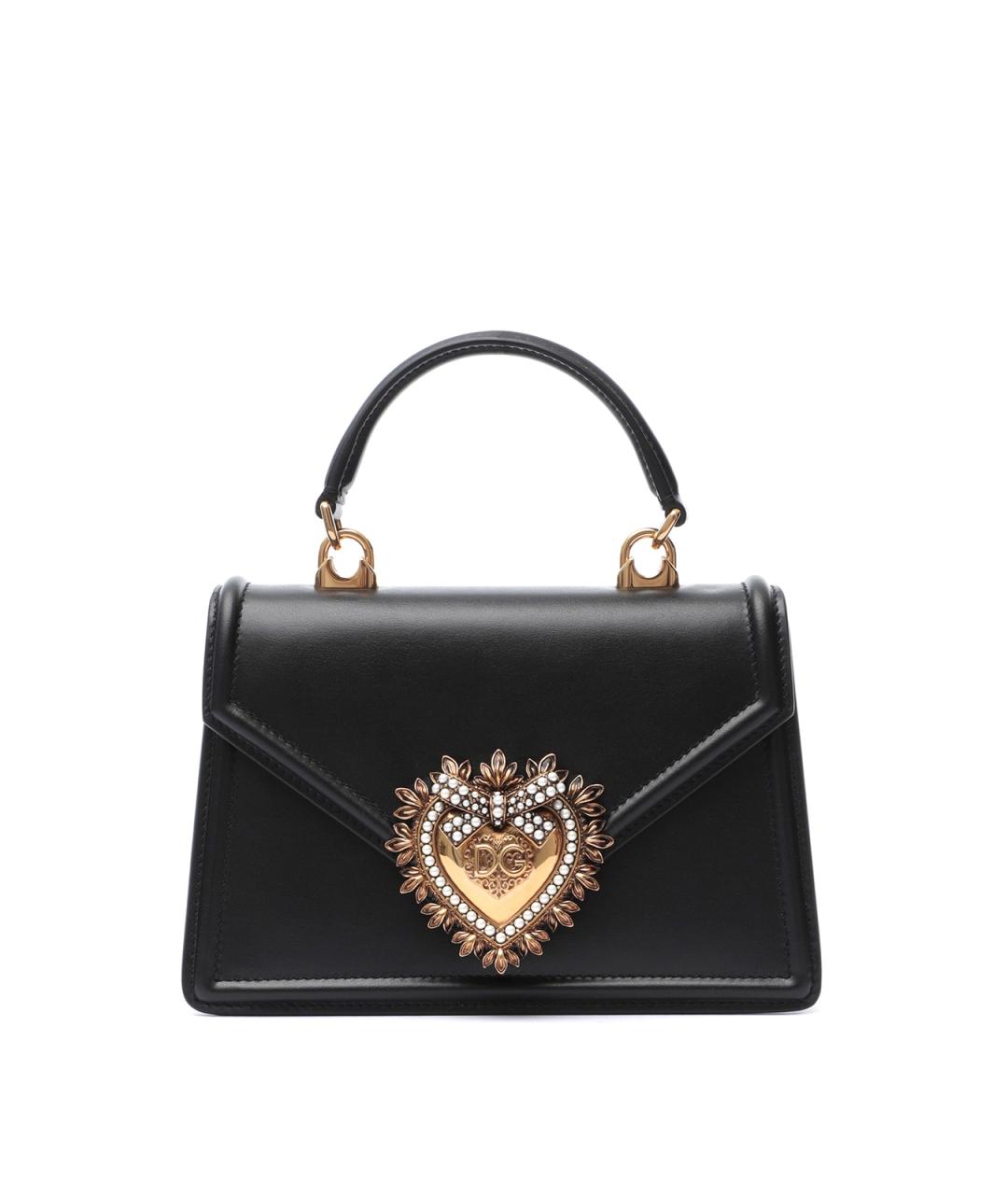 DOLCE&GABBANA Черная кожаная сумка тоут, фото 1