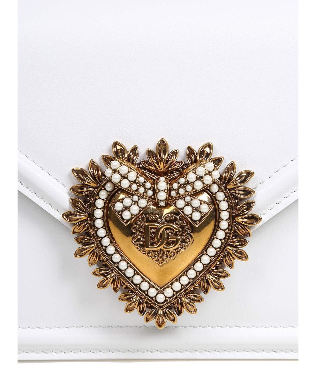 DOLCE&GABBANA Белая кожаная сумка тоут, фото 3