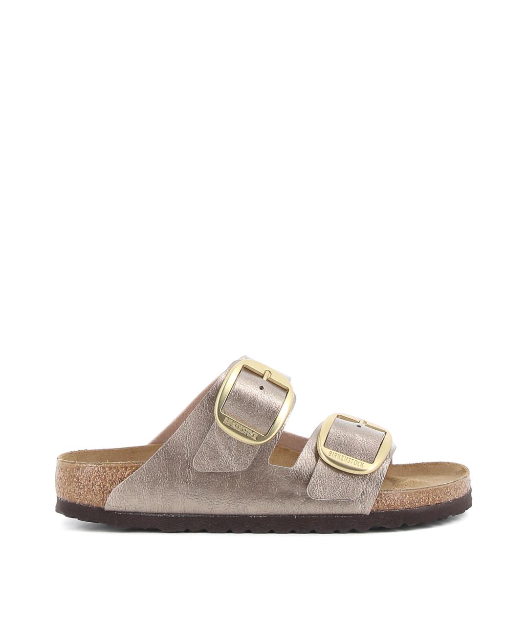 BIRKENSTOCK Золотые кожаные шлепанцы, фото 1