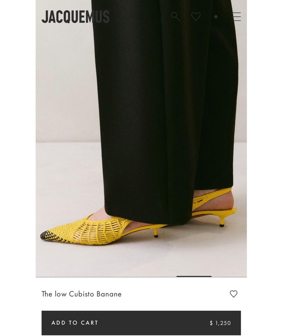 JACQUEMUS Желтые лодочки на низком каблуке, фото 3