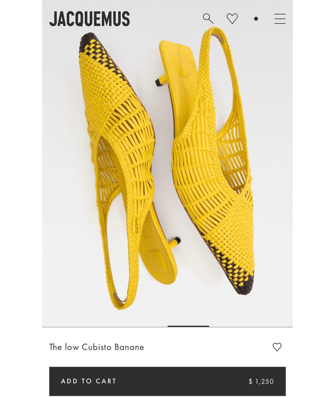 JACQUEMUS Желтые лодочки на низком каблуке, фото 2
