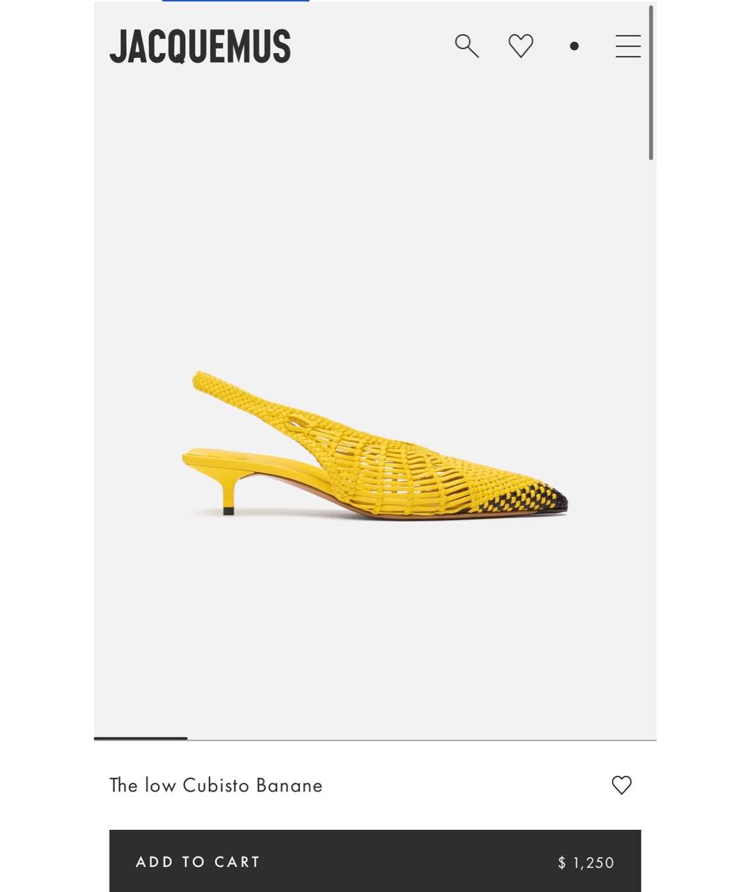 JACQUEMUS Желтые лодочки на низком каблуке, фото 8