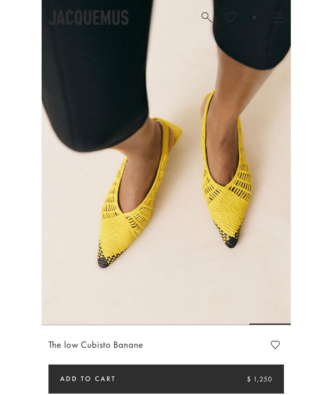 JACQUEMUS Желтые лодочки на низком каблуке, фото 4