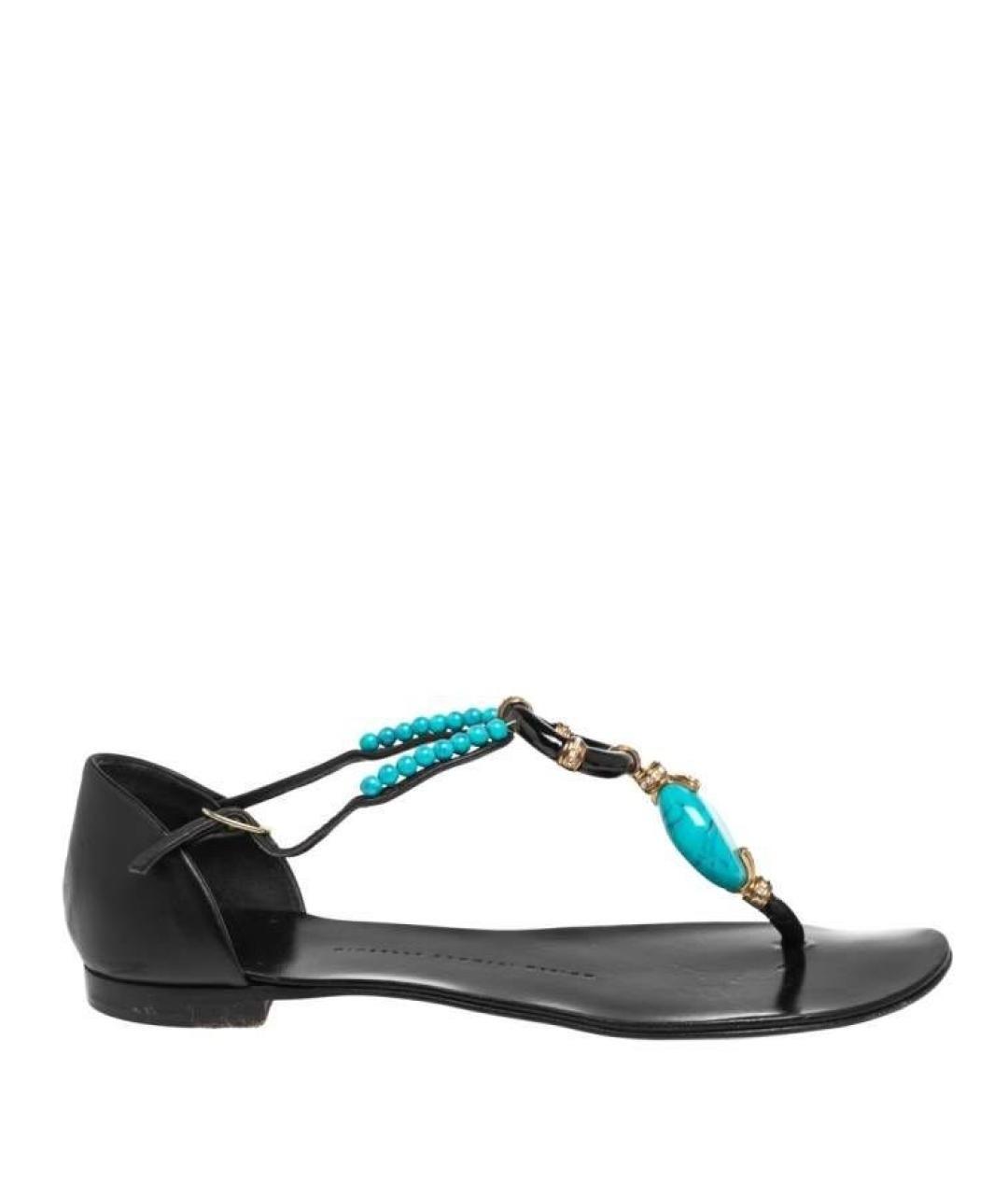 GIUSEPPE ZANOTTI DESIGN Бирюзовые кожаные сандалии, фото 1