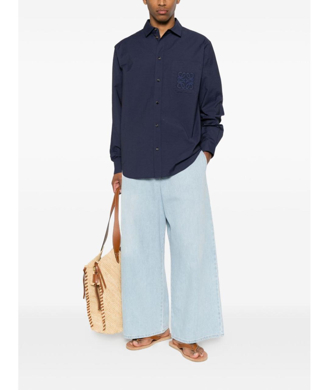 LOEWE Синяя хлопковая кэжуал рубашка, фото 4
