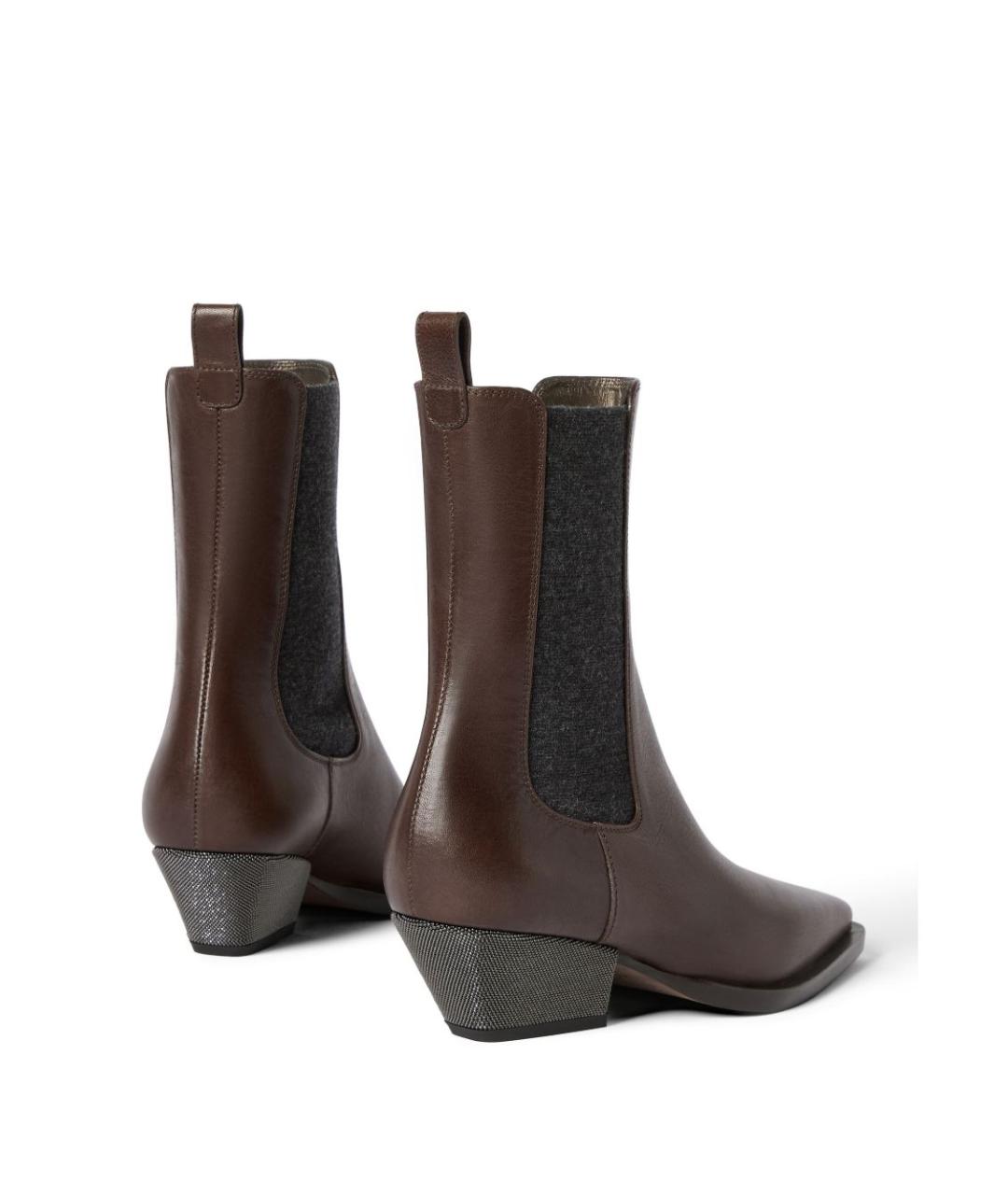 BRUNELLO CUCINELLI Коричневые кожаные ботинки, фото 3