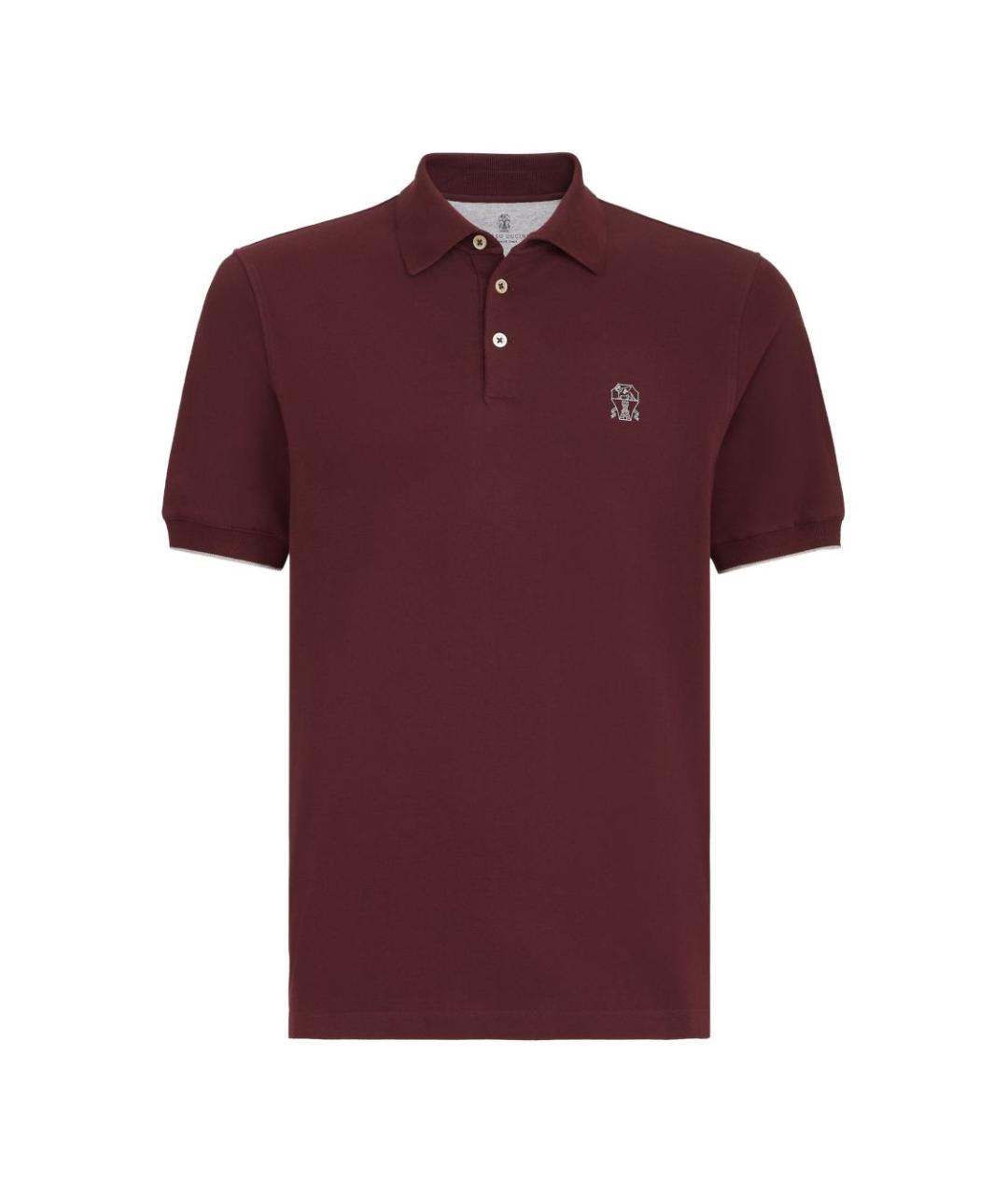 BRUNELLO CUCINELLI Бордовая хлопковая футболка, фото 1