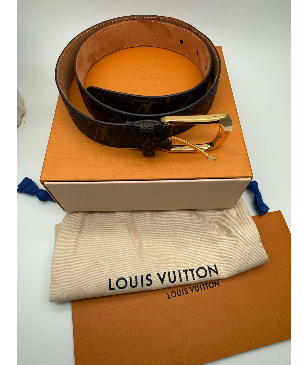 LOUIS VUITTON Коричневый кожаный ремень, фото 4