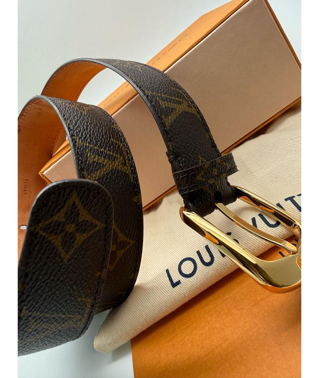 LOUIS VUITTON Коричневый кожаный ремень, фото 2