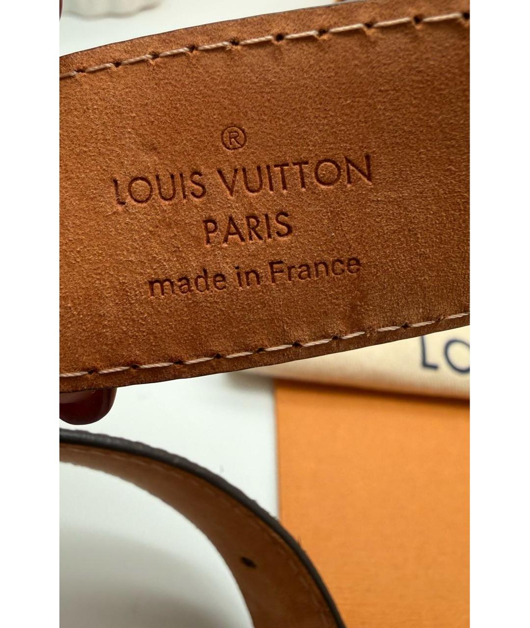 LOUIS VUITTON Коричневый кожаный ремень, фото 3