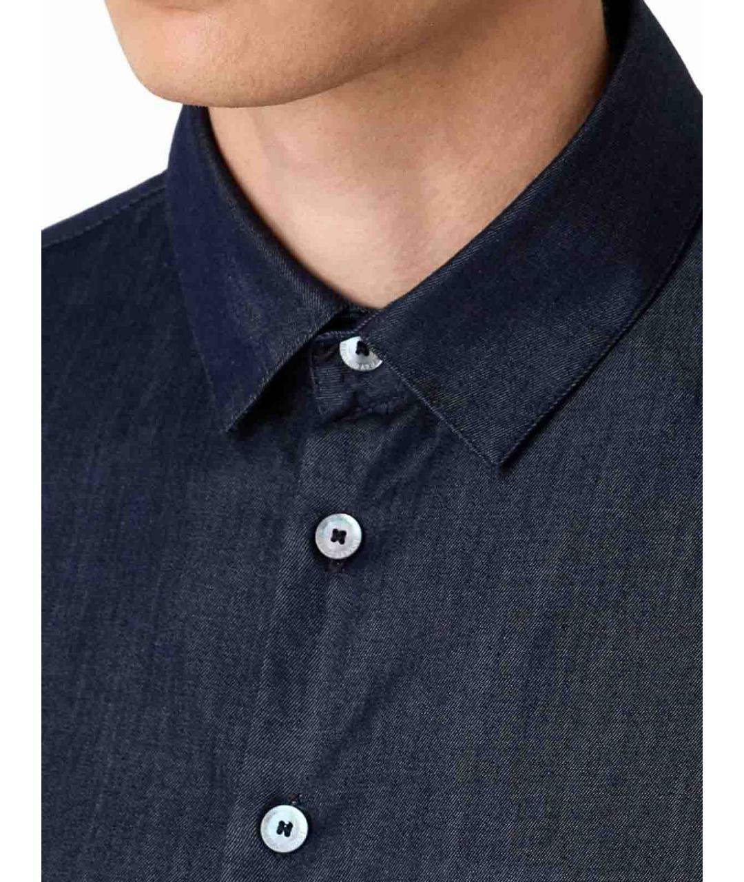 GIORGIO ARMANI Синяя хлопковая кэжуал рубашка, фото 4
