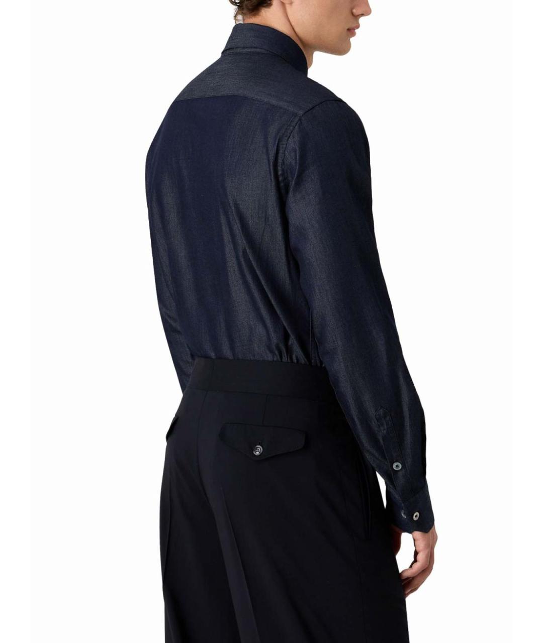 GIORGIO ARMANI Синяя хлопковая кэжуал рубашка, фото 3