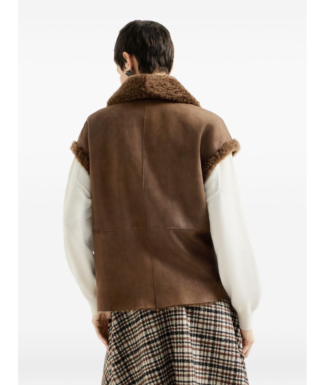 BRUNELLO CUCINELLI Коричневая шерстяная жилетка, фото 4