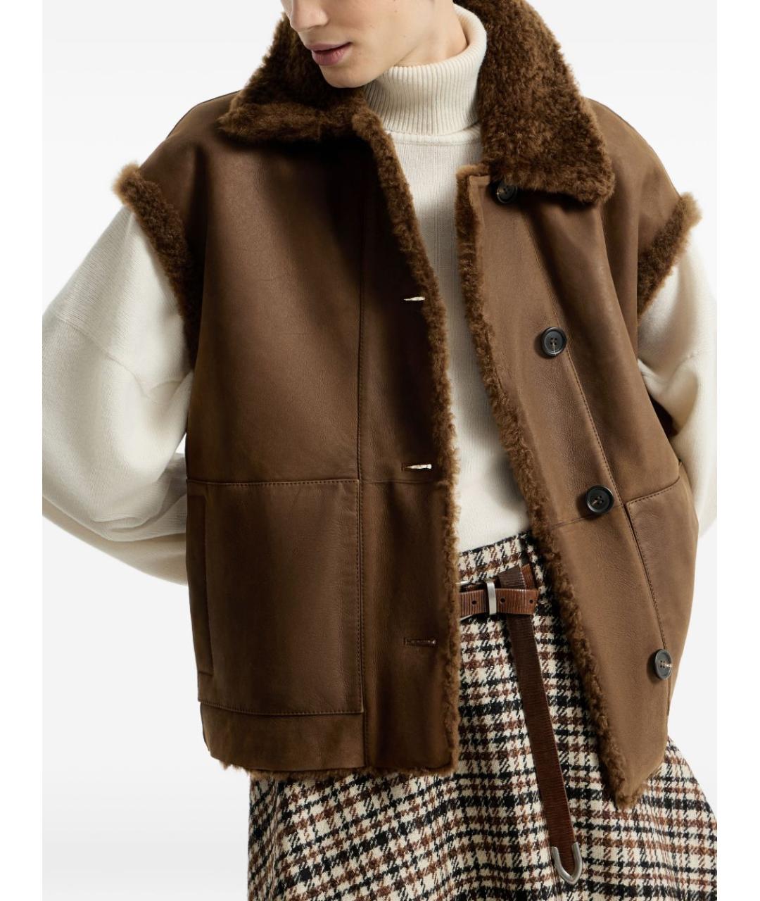 BRUNELLO CUCINELLI Коричневая шерстяная жилетка, фото 3