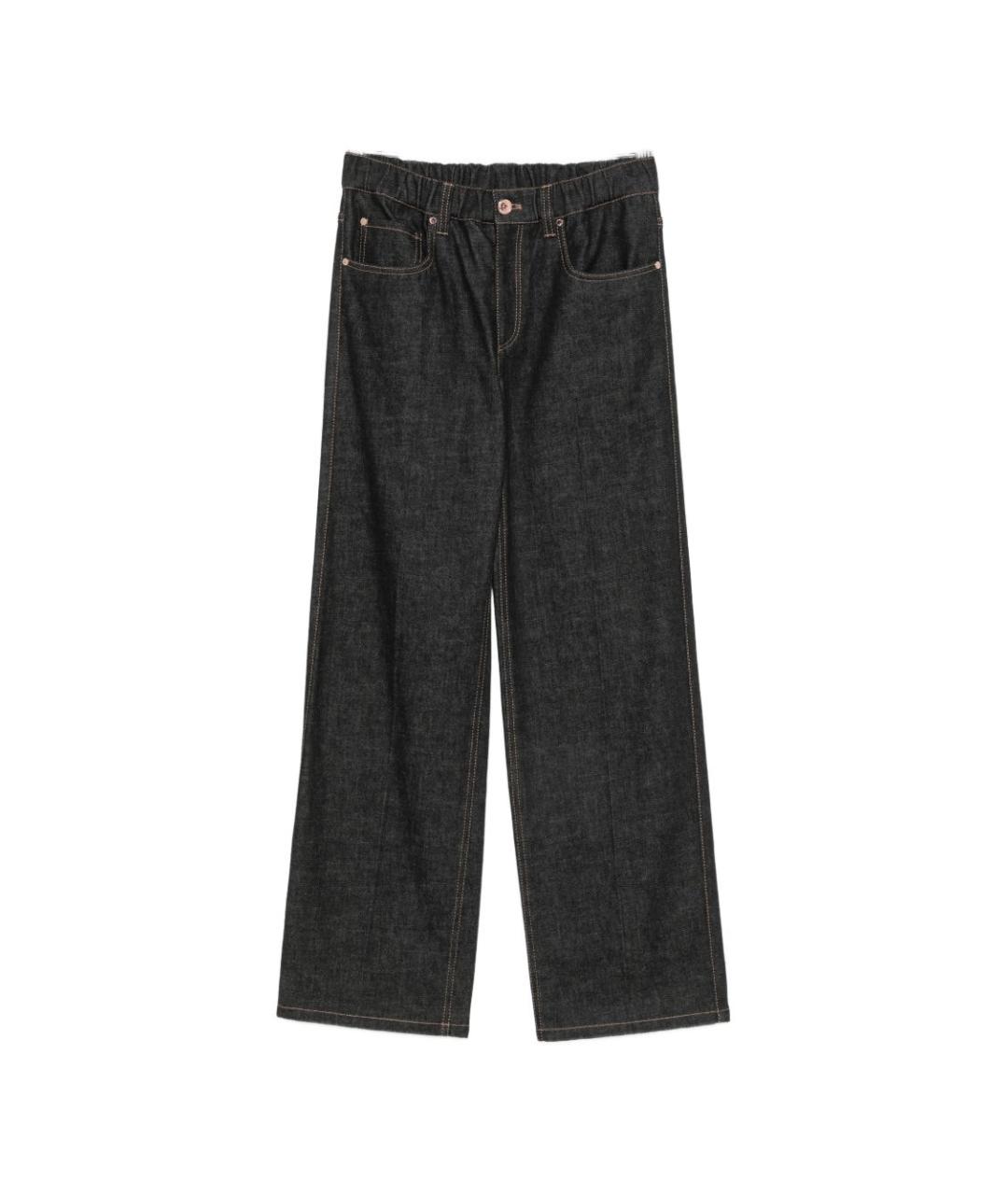 BRUNELLO CUCINELLI Черные хлопковые прямые джинсы, фото 1