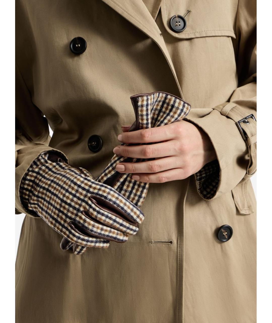 BRUNELLO CUCINELLI Коричневые шерстяные перчатки, фото 2