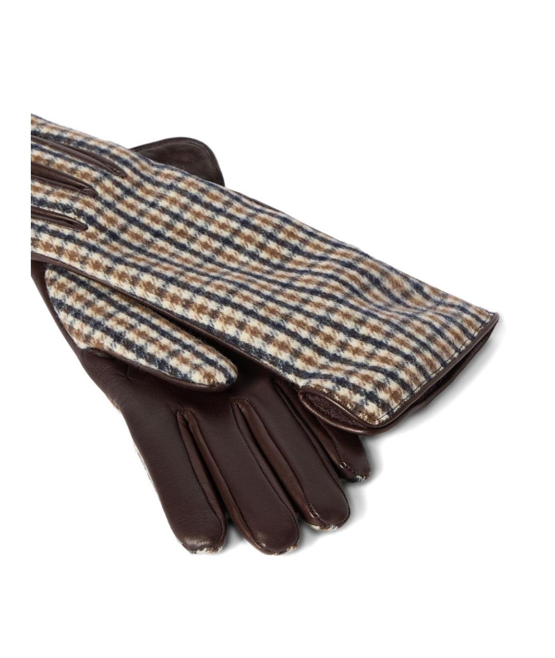 BRUNELLO CUCINELLI Коричневые шерстяные перчатки, фото 4