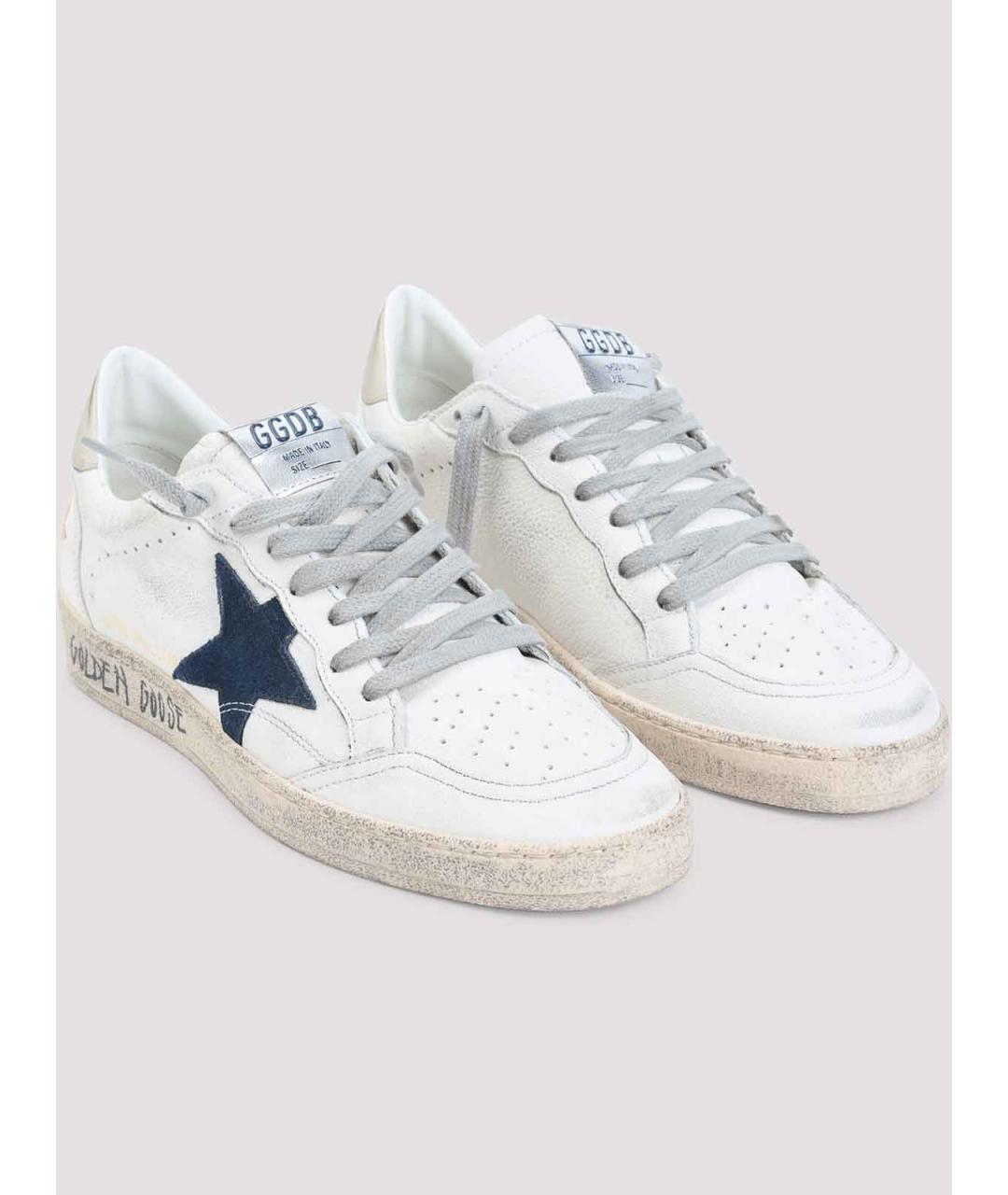 GOLDEN GOOSE Белые кожаные низкие кроссовки / кеды, фото 2