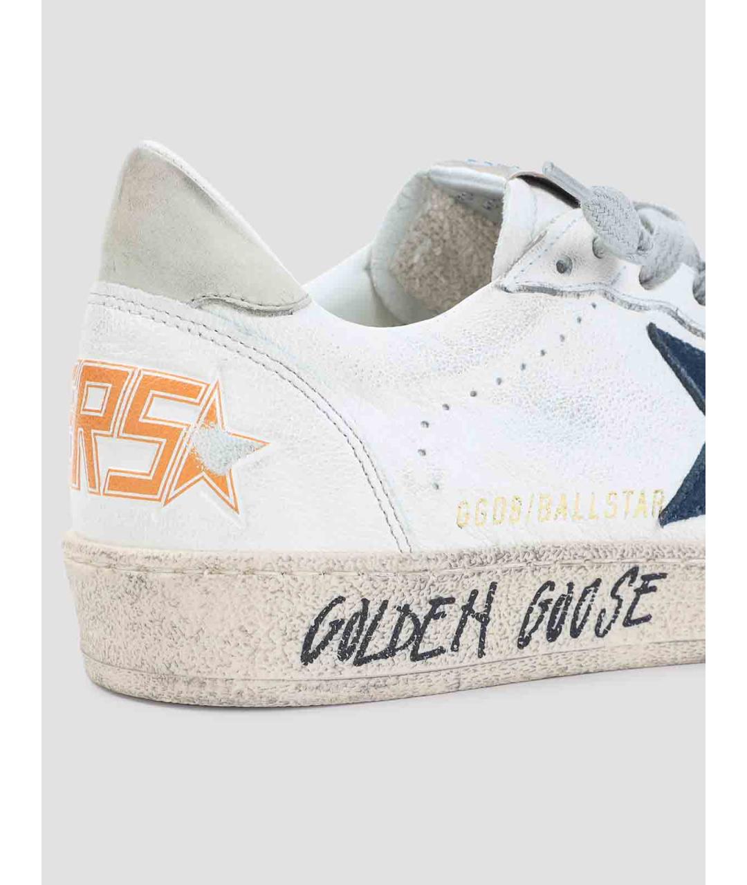 GOLDEN GOOSE Белые кожаные низкие кроссовки / кеды, фото 4