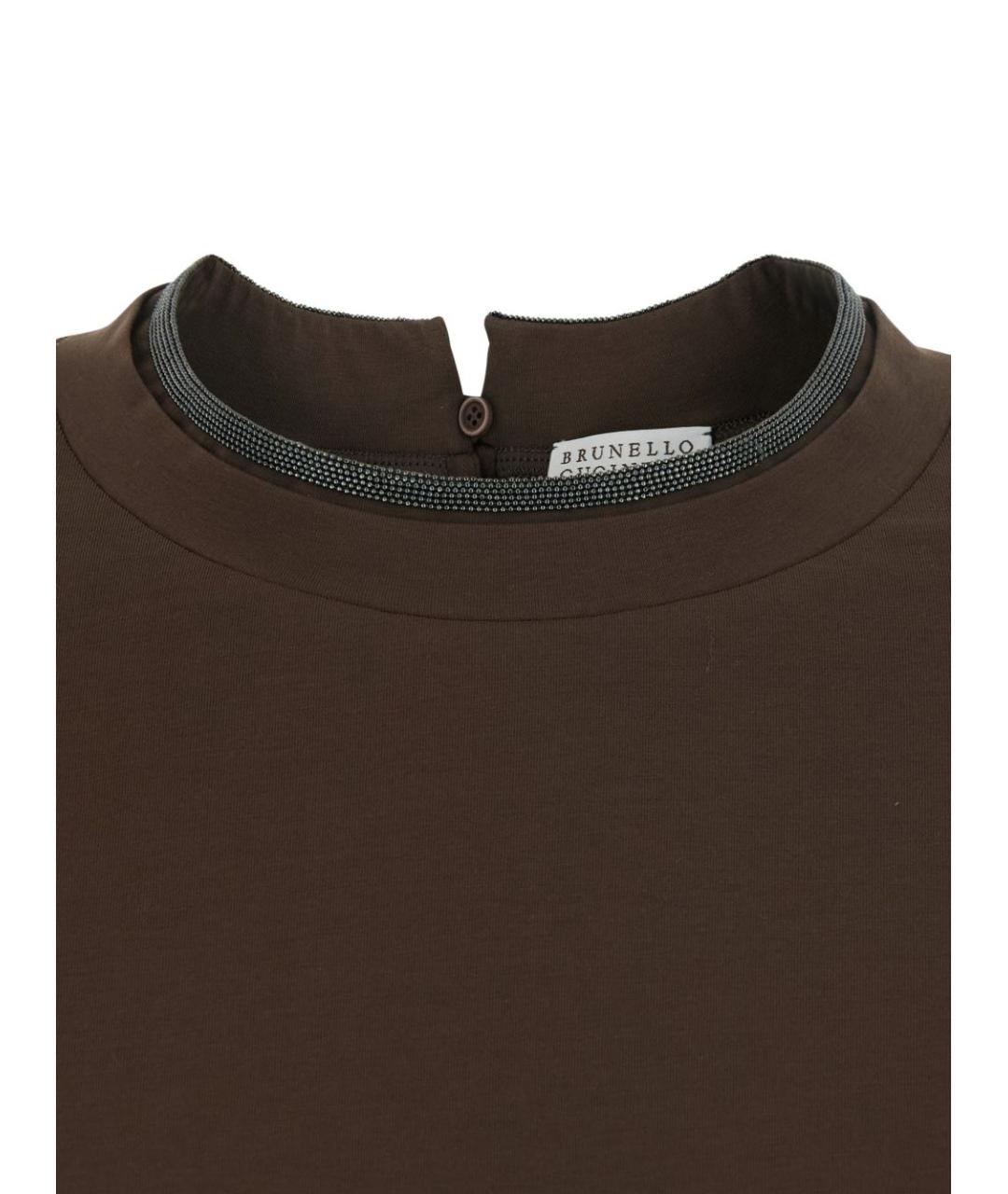 BRUNELLO CUCINELLI Коричневая хлопковая футболка, фото 3