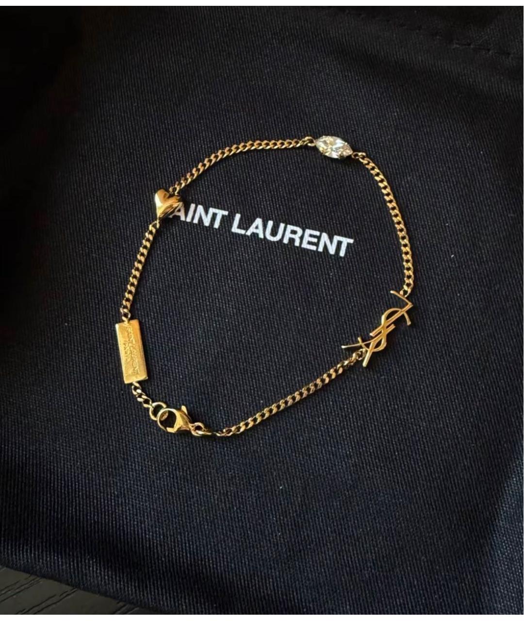 SAINT LAURENT Золотой латунный браслет, фото 4