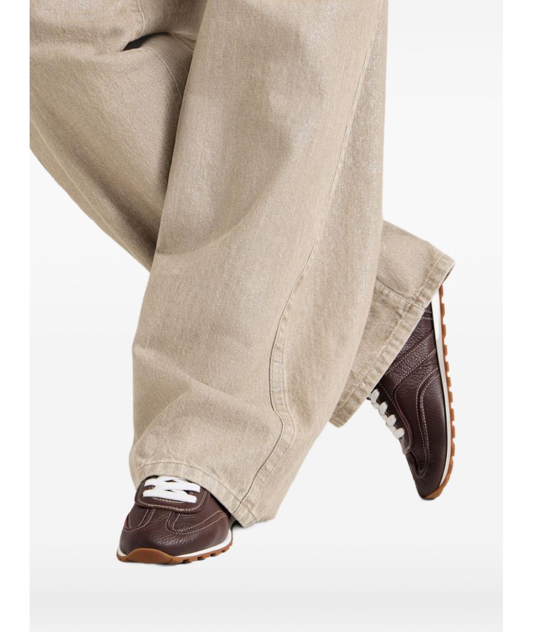 BRUNELLO CUCINELLI Бордовые кожаные кроссовки, фото 4