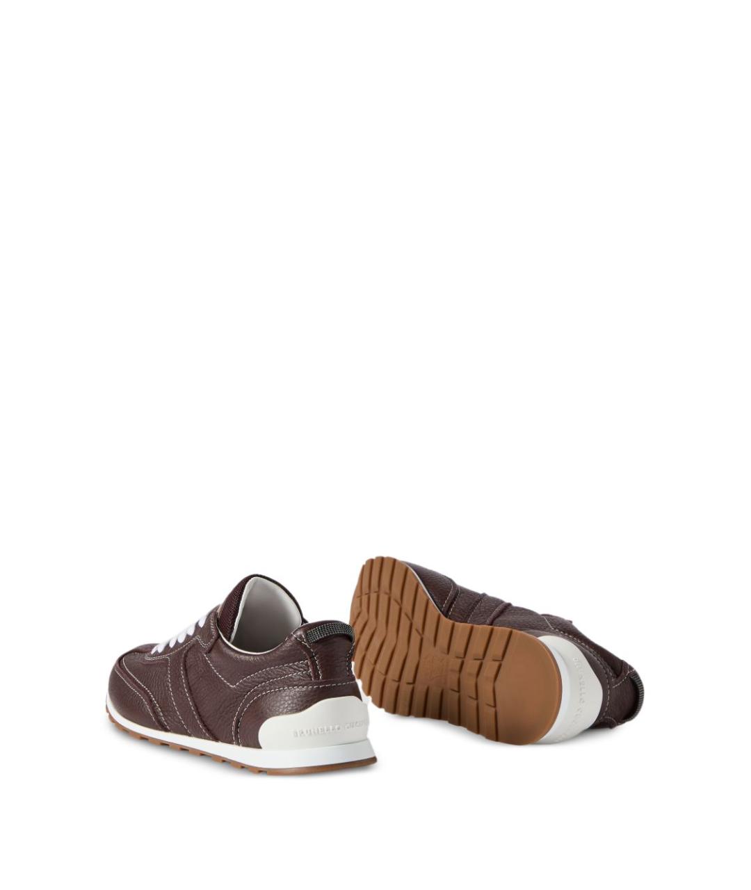 BRUNELLO CUCINELLI Бордовые кожаные кроссовки, фото 6