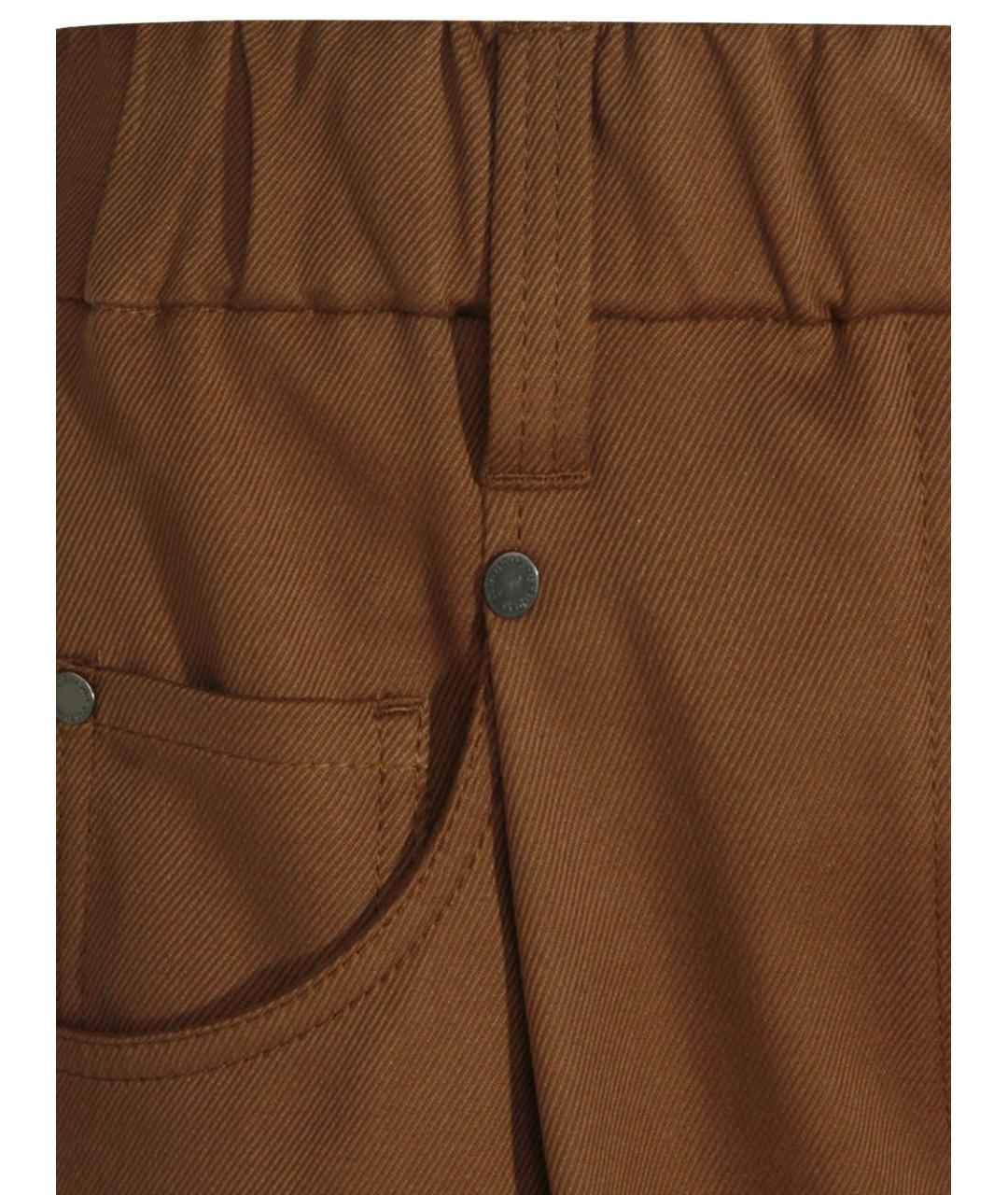 BRUNELLO CUCINELLI Коричневые хлопковые прямые брюки, фото 4
