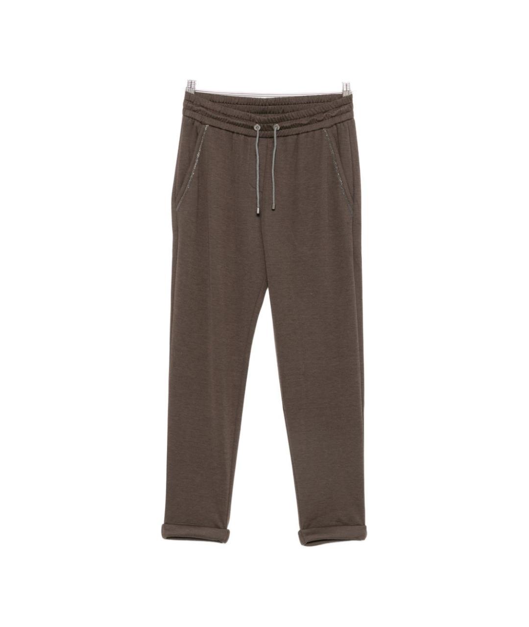 BRUNELLO CUCINELLI Коричневые хлопковые прямые брюки, фото 1