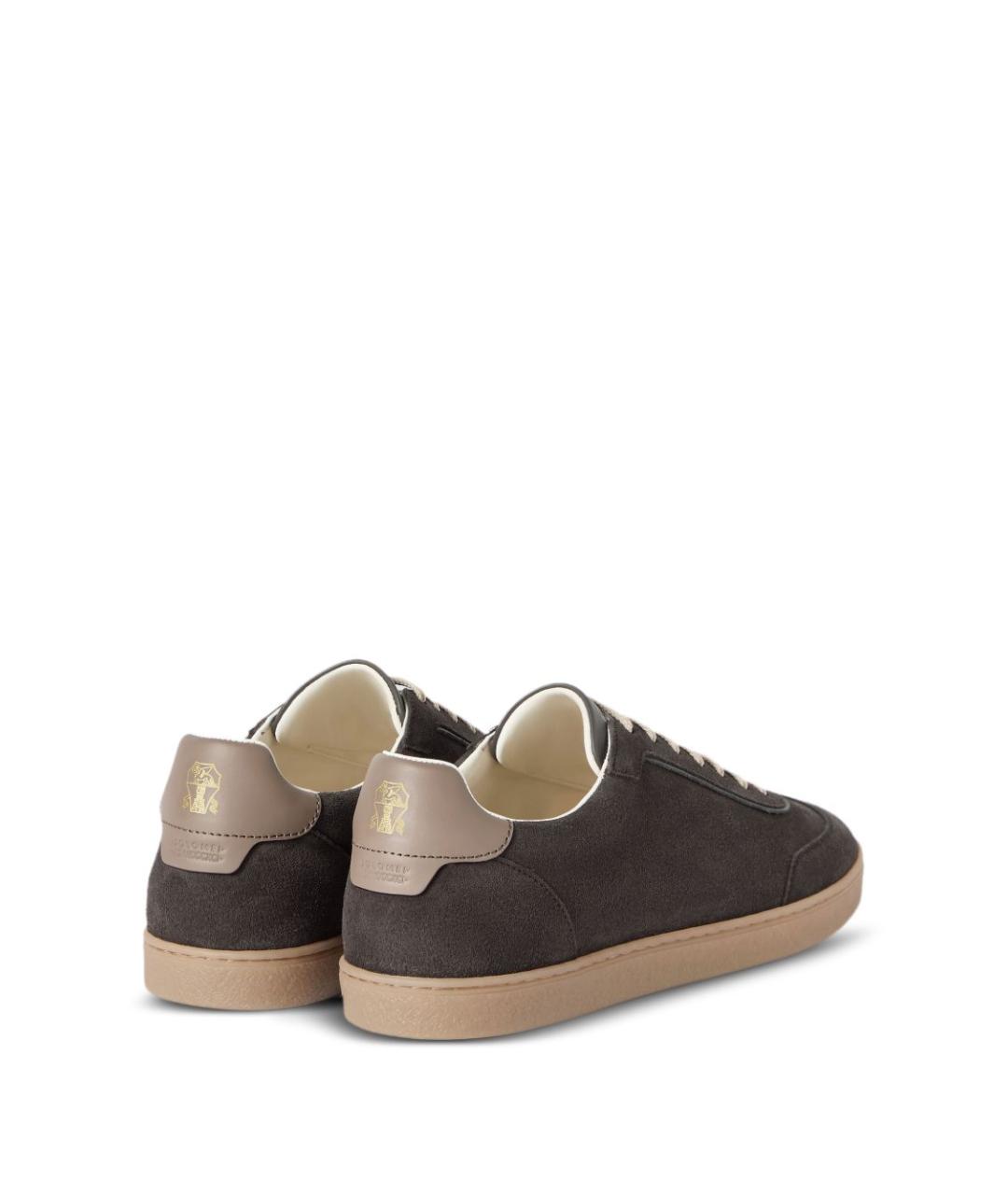 BRUNELLO CUCINELLI Коричневые нубуковые низкие кроссовки / кеды, фото 5