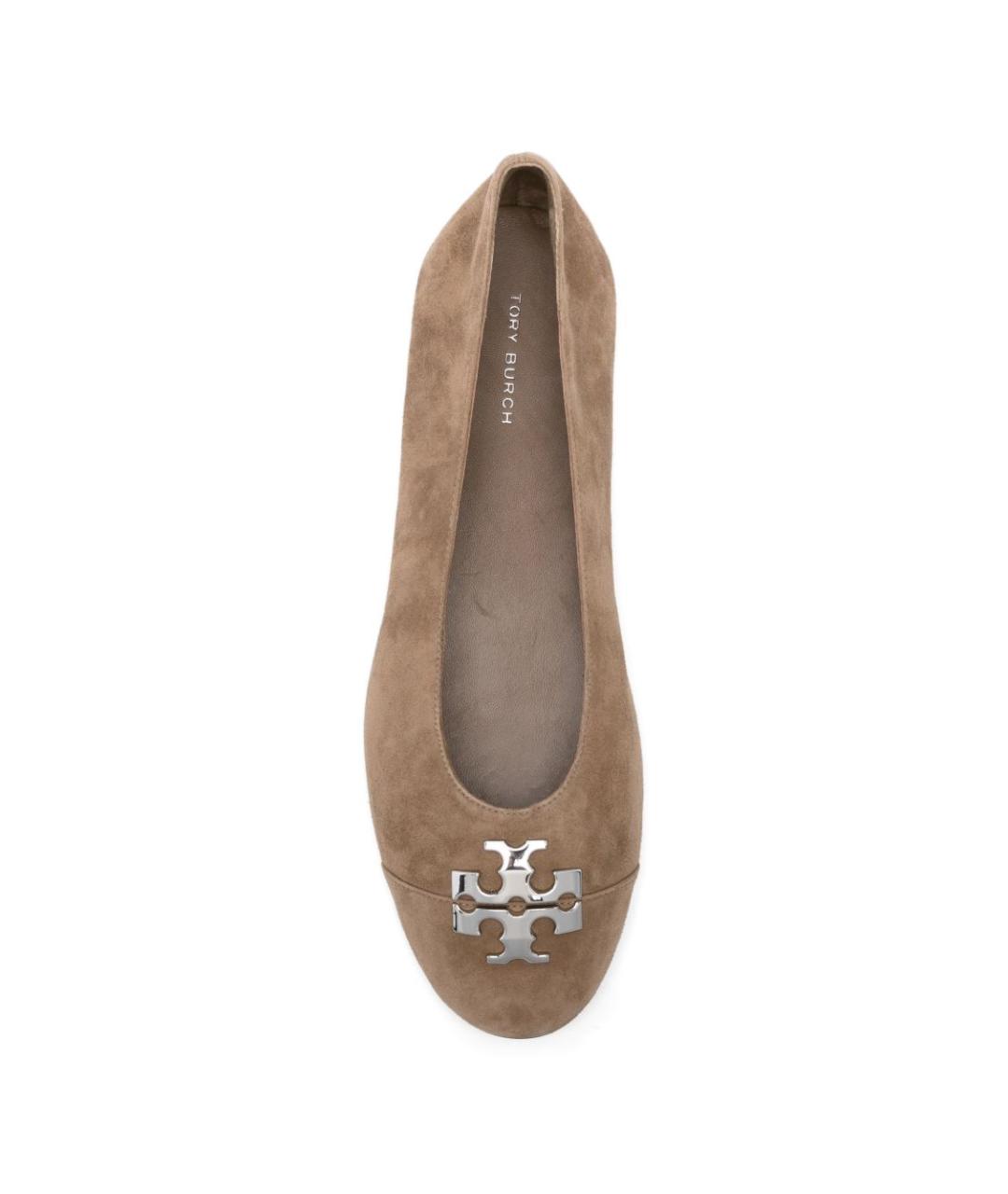 TORY BURCH Коричневые замшевые балетки, фото 3