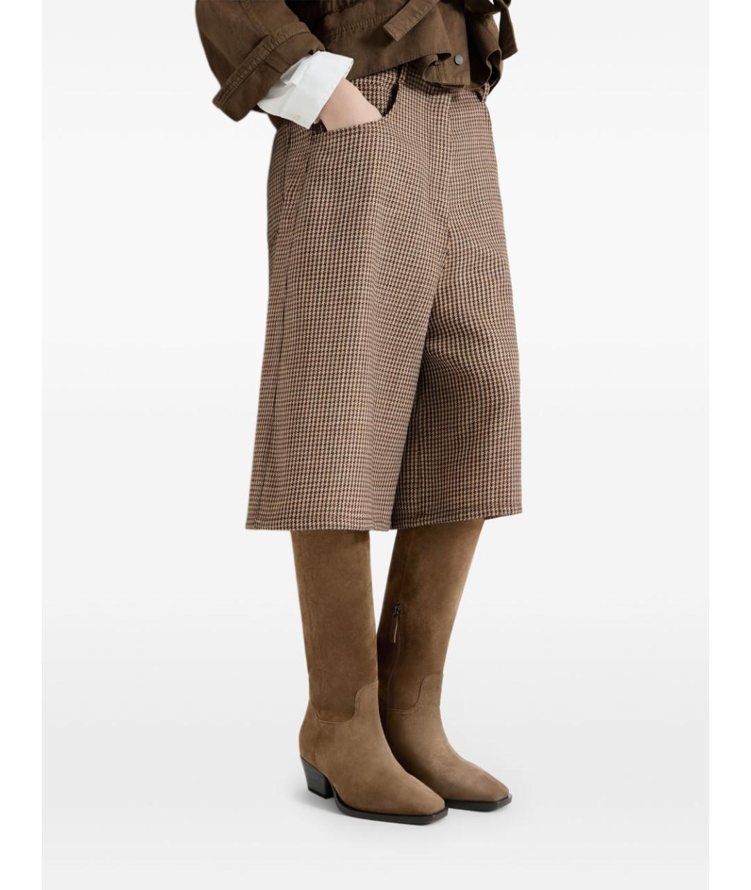 BRUNELLO CUCINELLI Коричневые хлопковые брюки широкие, фото 6