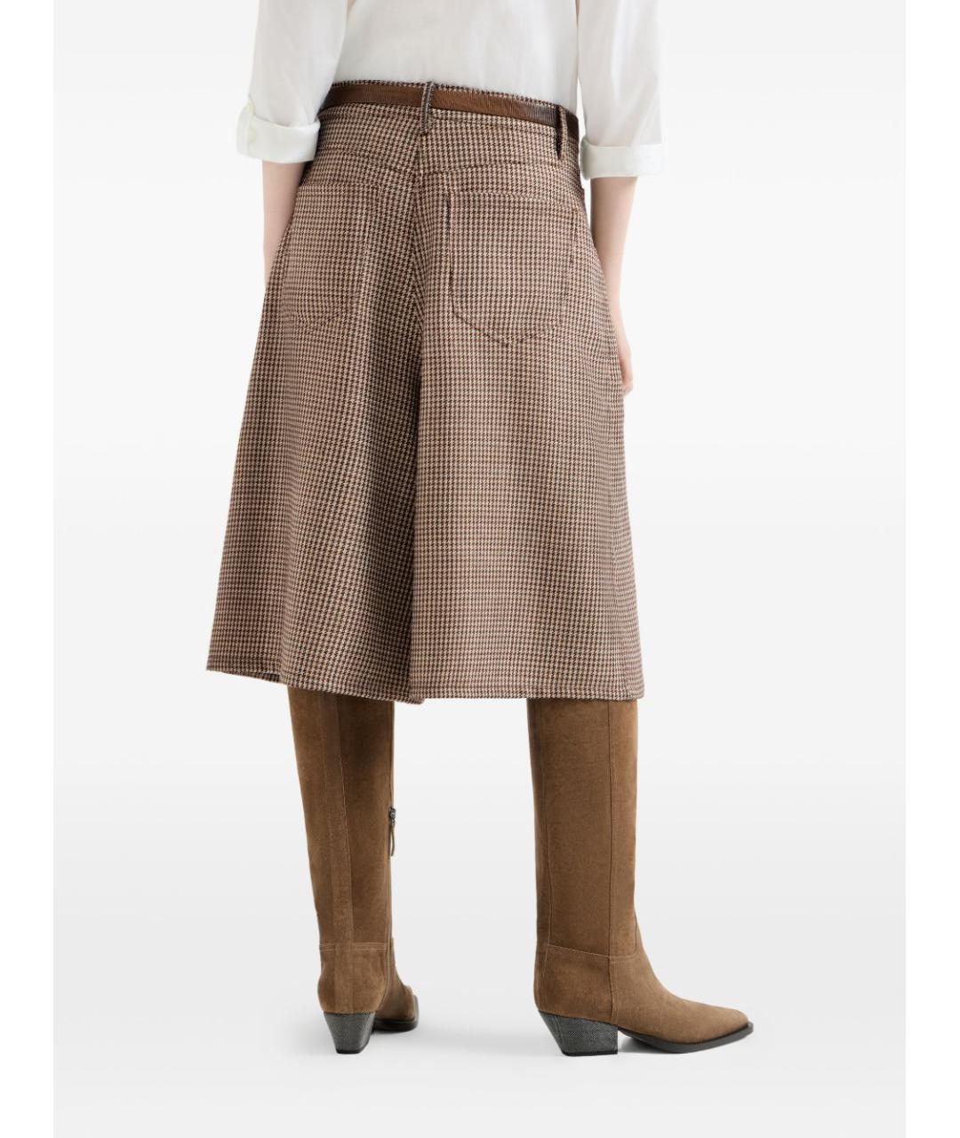BRUNELLO CUCINELLI Коричневые хлопковые брюки широкие, фото 4