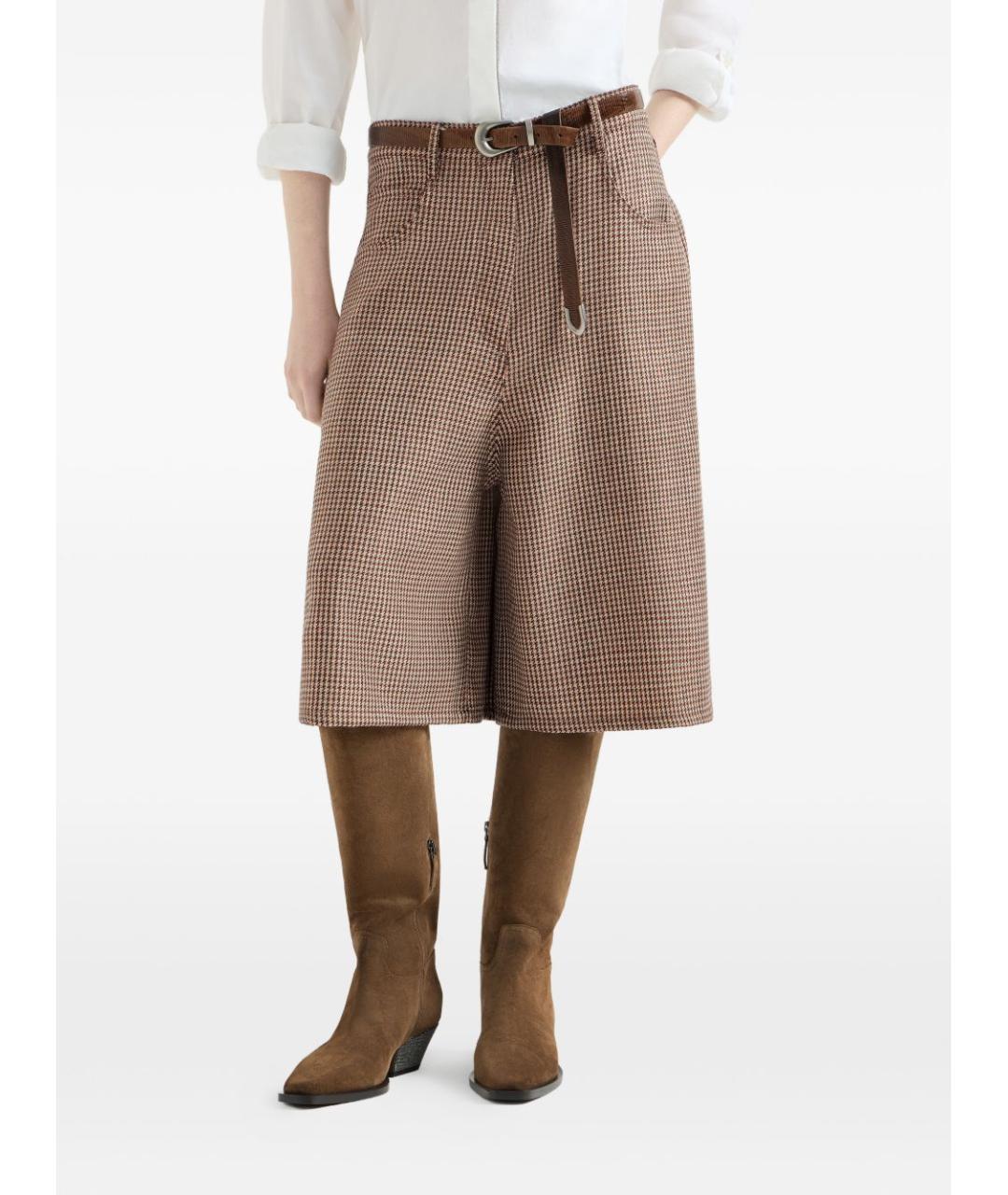 BRUNELLO CUCINELLI Коричневые хлопковые брюки широкие, фото 5