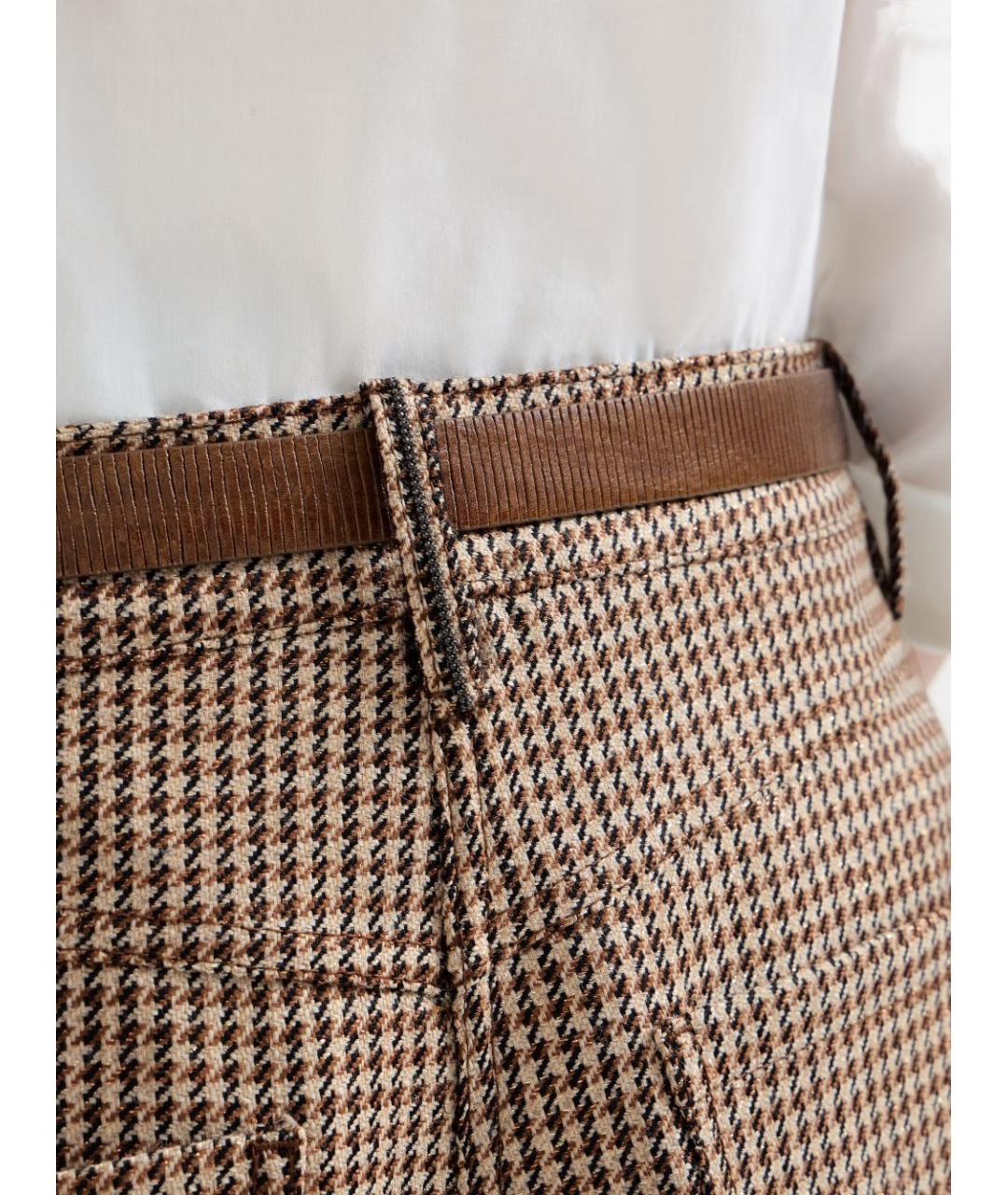 BRUNELLO CUCINELLI Коричневые хлопковые брюки широкие, фото 2