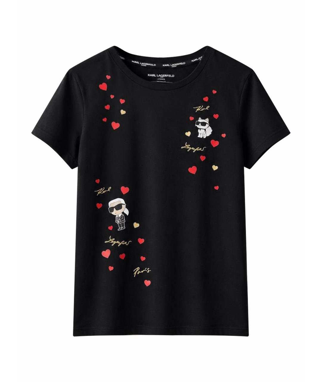 KARL LAGERFELD Черная хлопко-эластановая футболка, фото 1