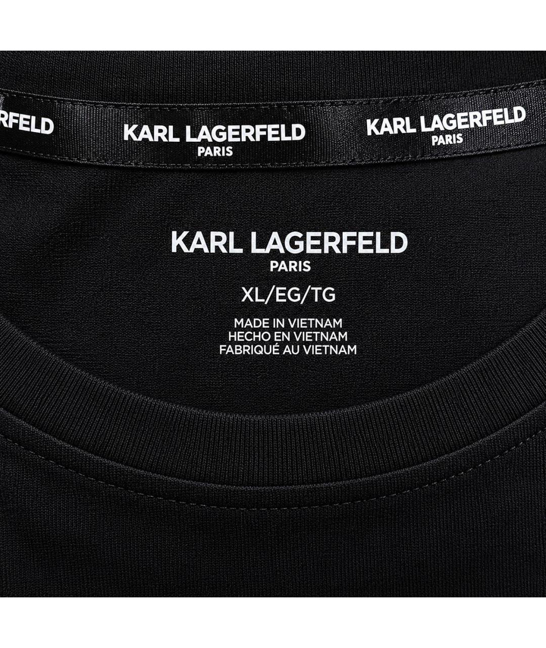 KARL LAGERFELD Черная хлопко-эластановая футболка, фото 4