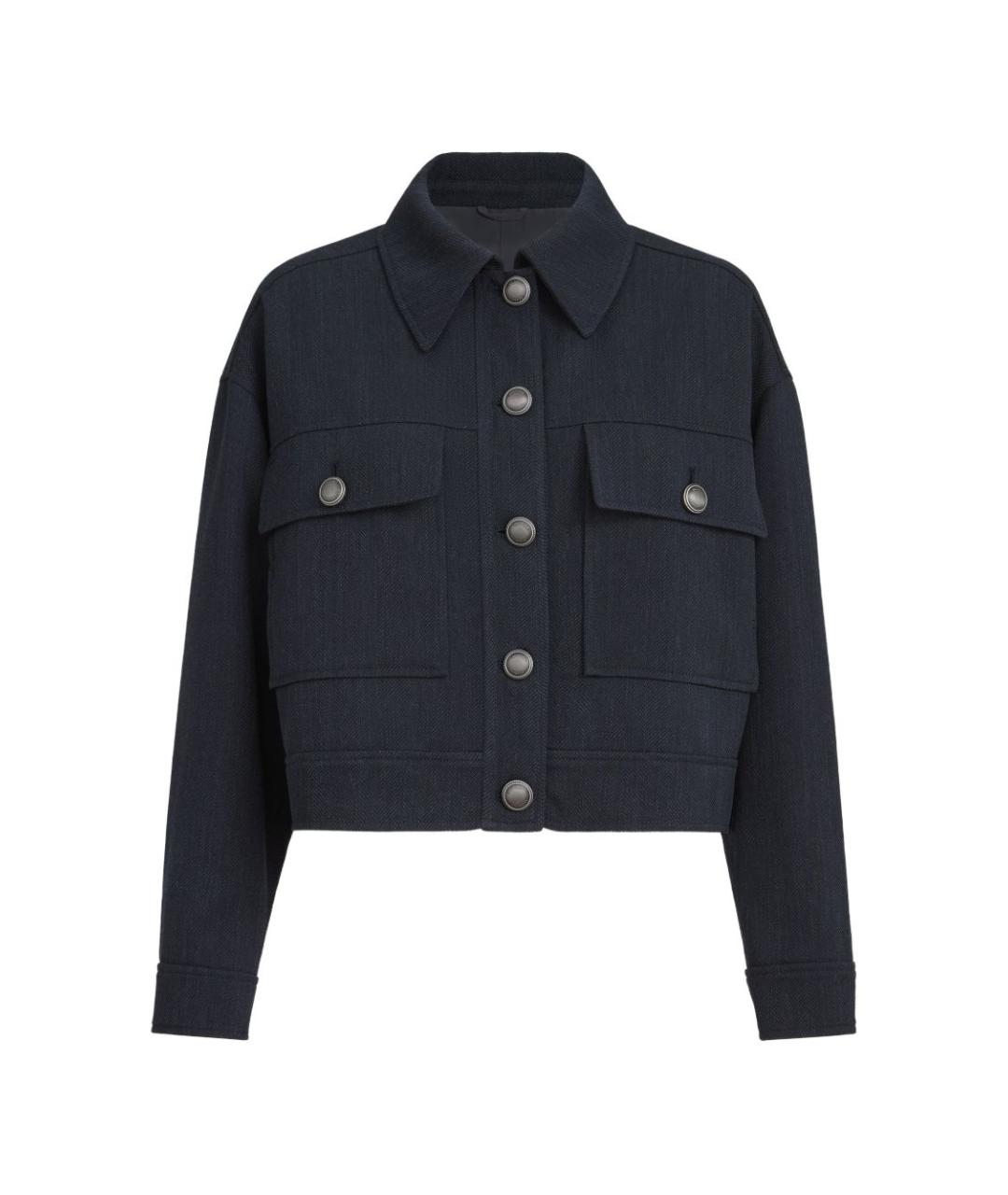 BRUNELLO CUCINELLI Темно-синяя шерстяная куртка, фото 1