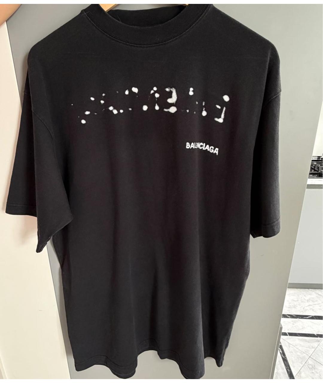 BALENCIAGA Черная хлопковая футболка, фото 5